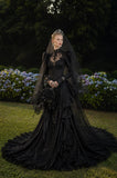Load image into Gallery viewer, Black Statement Bridal Dress with Dramatic Full Length Wedding Silhouette