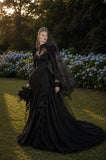 Load image into Gallery viewer, Black Statement Bridal Dress with Dramatic Full Length Wedding Silhouette