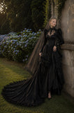 Load image into Gallery viewer, Black Statement Bridal Dress with Dramatic Full Length Wedding Silhouette