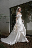 Load image into Gallery viewer, White Formal Bridal Dress with Elegant Train, Romantic Wedding Gown