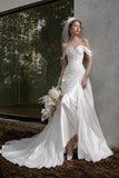 Load image into Gallery viewer, White Formal Bridal Dress with Elegant Train, Romantic Wedding Gown