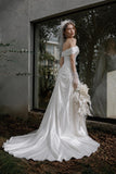 Load image into Gallery viewer, White Formal Bridal Dress with Elegant Train, Romantic Wedding Gown