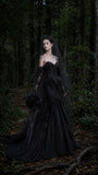 Load image into Gallery viewer, Black Gothic Wedding Dress with Elegant Train, Dark Romantic Bridal Gown