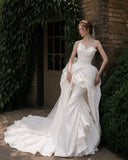 Load image into Gallery viewer, Ivory Wedding Gown with Graceful Full Length Silhouette and Dramatic Bridal Train