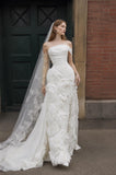 Load image into Gallery viewer, Ivory Formal Bridal Dress with Elegant Train, Romantic Wedding Gown