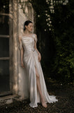 Load image into Gallery viewer, Ivory Statement Wedding Dress with Flowing Skirt and Refined Bridal Silhouette