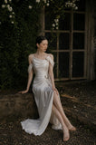 Load image into Gallery viewer, Ivory Statement Wedding Dress with Flowing Skirt and Refined Bridal Silhouette