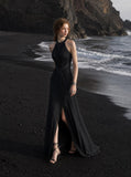 Load image into Gallery viewer, Black Long Formal Gown, Elegant Statement Evening Dress for Special Events