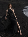 Load image into Gallery viewer, Black Long Formal Gown, Elegant Statement Evening Dress for Special Events