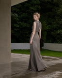 Load image into Gallery viewer, Silver Gray Elegant Floor Length Dress, Modern Formal Gown for Gala and Reception