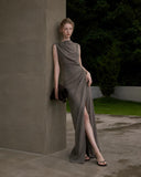 Load image into Gallery viewer, Silver Gray Elegant Floor Length Dress, Modern Formal Gown for Gala and Reception