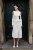 Load image into Gallery viewer, White Two Piece Midi Set, Crop Top and Skirt Formal Outfit for Special Occasion