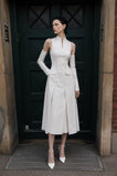Load image into Gallery viewer, White Two Piece Midi Set, Crop Top and Skirt Formal Outfit for Special Occasion