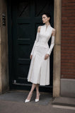 Load image into Gallery viewer, White Two Piece Midi Set, Crop Top and Skirt Formal Outfit for Special Occasion