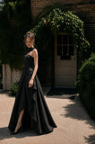 Load image into Gallery viewer, Black Long Formal Gown, Elegant Statement Evening Dress for Special Events