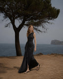 Load image into Gallery viewer, Black Floor Length Formal Gown, Elegant Long Evening Dress for Gala and Special Occasion