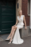 Load image into Gallery viewer, Ivory Tailored Pantsuit for Women, Elegant Formal Suit and Wedding Guest Outfit