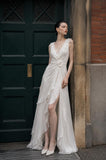 Load image into Gallery viewer, Ivory Floor Length Formal Gown, Elegant Long Evening Dress for Gala and Special Occasion