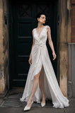 Load image into Gallery viewer, Ivory Floor Length Formal Gown, Elegant Long Evening Dress for Gala and Special Occasion
