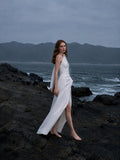 Load image into Gallery viewer, White Slit Midi Dress, Elegant Formal Party Dress for Reception and Special Event