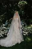 Load image into Gallery viewer, Ivory Wedding Gown with Graceful Full Length Silhouette and Dramatic Bridal Train