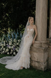 Load image into Gallery viewer, Ivory Wedding Gown with Graceful Full Length Silhouette and Dramatic Bridal Train