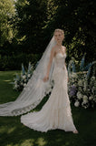 Load image into Gallery viewer, Ivory Wedding Gown with Graceful Full Length Silhouette and Dramatic Bridal Train