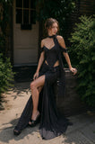Load image into Gallery viewer, Black Statement Bridal Dress with Dramatic Full Length Wedding Silhouette