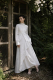Load image into Gallery viewer, White Statement Wedding Dress with Flowing Skirt and Refined Bridal Silhouette
