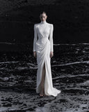 Load image into Gallery viewer, Silver Gray Long Formal Gown, Elegant Statement Evening Dress for Special Events