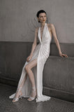 Load image into Gallery viewer, Ivory Statement Wedding Dress with Flowing Skirt and Refined Bridal Silhouette