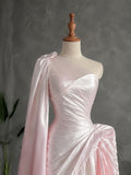 Load image into Gallery viewer, White One Shoulder Evening Gown with Draped Bodice and Dramatic Floor Length Train