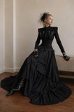 Load image into Gallery viewer, Black Gothic Wedding Dress with Elegant Train, Dark Romantic Bridal Gown