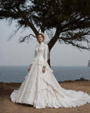 Load image into Gallery viewer, White Statement Wedding Dress with Flowing Skirt and Refined Bridal Silhouette