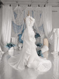 Load image into Gallery viewer, White One Shoulder Evening Gown, Draped Floor Length Formal Dress with Elegant Train