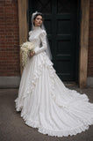 Load image into Gallery viewer, White Statement Wedding Dress with Flowing Skirt and Refined Bridal Silhouette