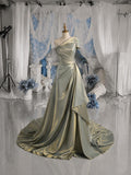 Load image into Gallery viewer, Ivory Bridal Gown with Sweetheart Neckline, Floral Waist Detail and Flowing Train