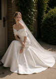 Load image into Gallery viewer, Ivory Formal Bridal Dress with Elegant Train, Romantic Wedding Gown