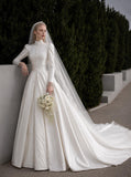 Load image into Gallery viewer, White Formal Bridal Dress with Elegant Train, Romantic Wedding Gown