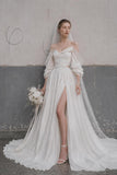 Load image into Gallery viewer, Ivory Statement Wedding Dress with Flowing Skirt and Refined Bridal Silhouette