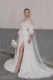 Load image into Gallery viewer, Ivory Statement Wedding Dress with Flowing Skirt and Refined Bridal Silhouette