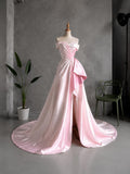 Load image into Gallery viewer, White One Shoulder Draped Gown with Long Train for Weddings and Formal Events