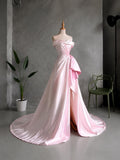 Load image into Gallery viewer, White One Shoulder Draped Gown with Long Train for Weddings and Formal Events