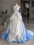 Load image into Gallery viewer, White One Shoulder Evening Gown, Draped Asymmetrical Formal Dress with Long Train