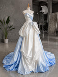 Load image into Gallery viewer, White One Shoulder Evening Gown, Draped Asymmetrical Formal Dress with Long Train