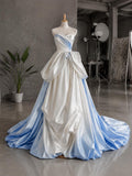 Load image into Gallery viewer, White One Shoulder Evening Gown, Draped Asymmetrical Formal Dress with Long Train