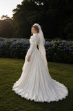 Load image into Gallery viewer, Ivory Formal Bridal Dress with Elegant Train, Romantic Wedding Gown