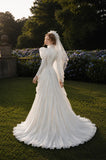 Load image into Gallery viewer, Ivory Formal Bridal Dress with Elegant Train, Romantic Wedding Gown