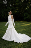 Load image into Gallery viewer, White Statement Wedding Dress with Flowing Skirt and Refined Bridal Silhouette