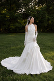 Load image into Gallery viewer, White Statement Wedding Dress with Flowing Skirt and Refined Bridal Silhouette